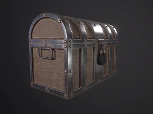pirate old treasure chest low-poly 3D Model