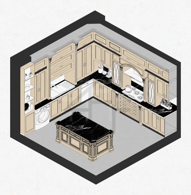 classic kitchen design 3D Model in Kitchen 3DExport