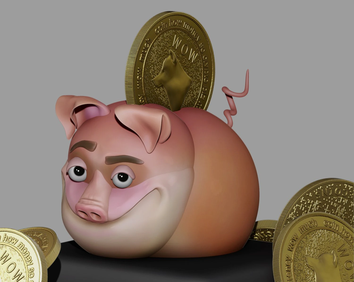 crypto-coin doge for printer 3D Model .c4d .max .obj .3ds .fbx .stl .blend 