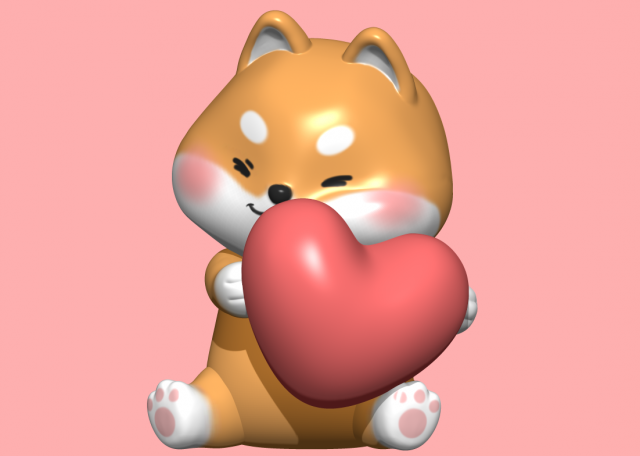 cute shiba dog 3Dプリントモデル .c4d .max .obj .3ds .fbx .stl .blend 