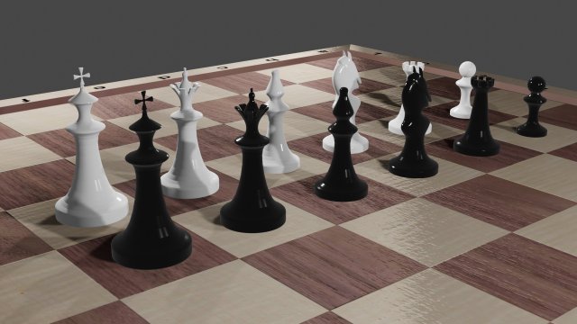 chess all pieces board Model 3D .c4d .max .obj .3ds .fbx .stl .blend 