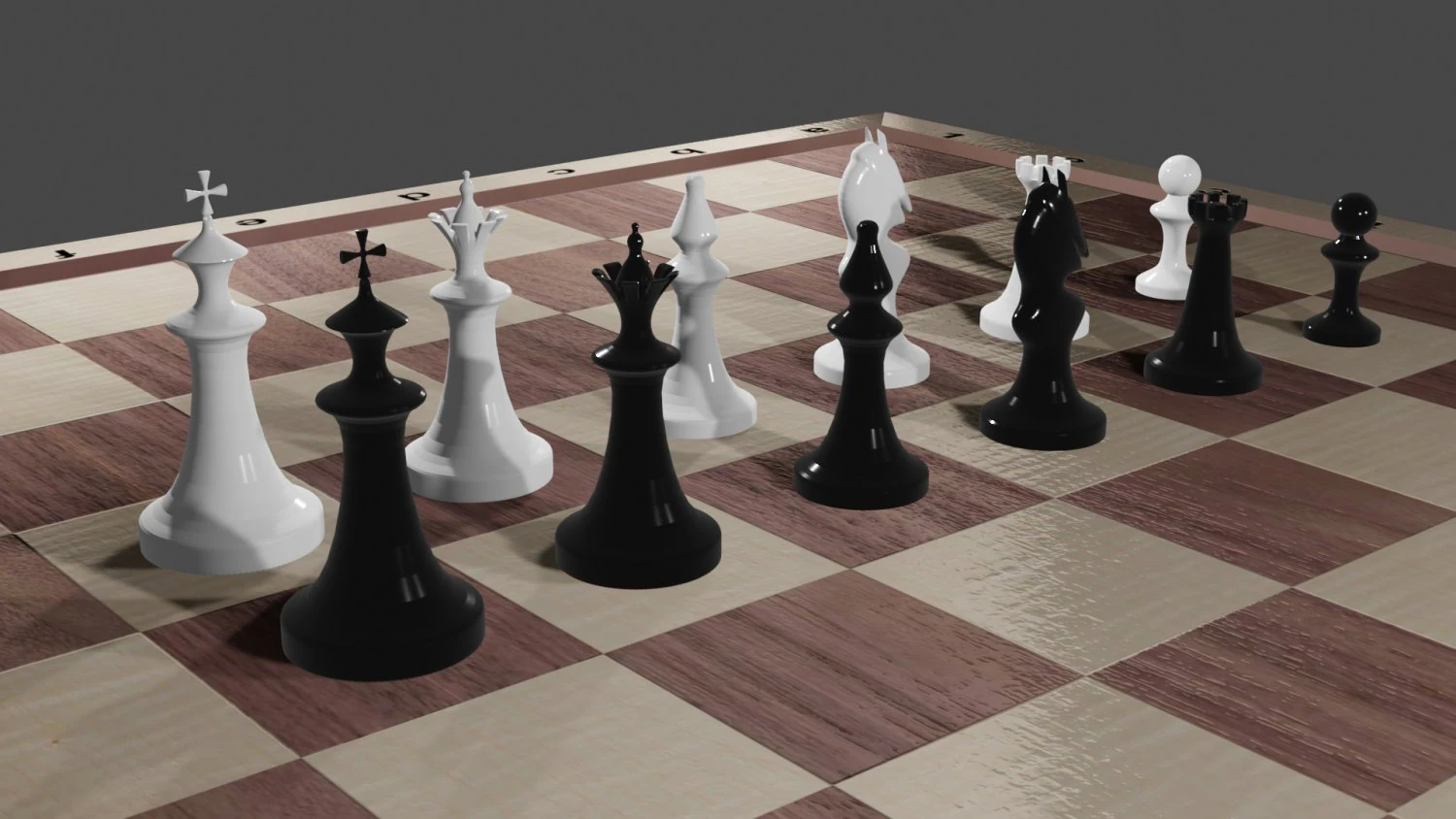 chess all pieces board 3D Model .c4d .max .obj .3ds .fbx .stl .blend 