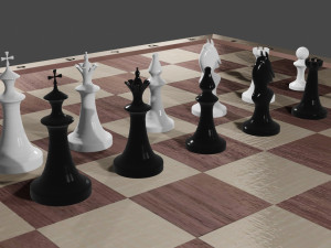 chess all pieces board 3D 모델
