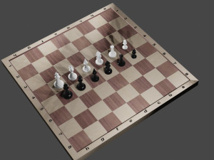 chess all pieces board Model 3D