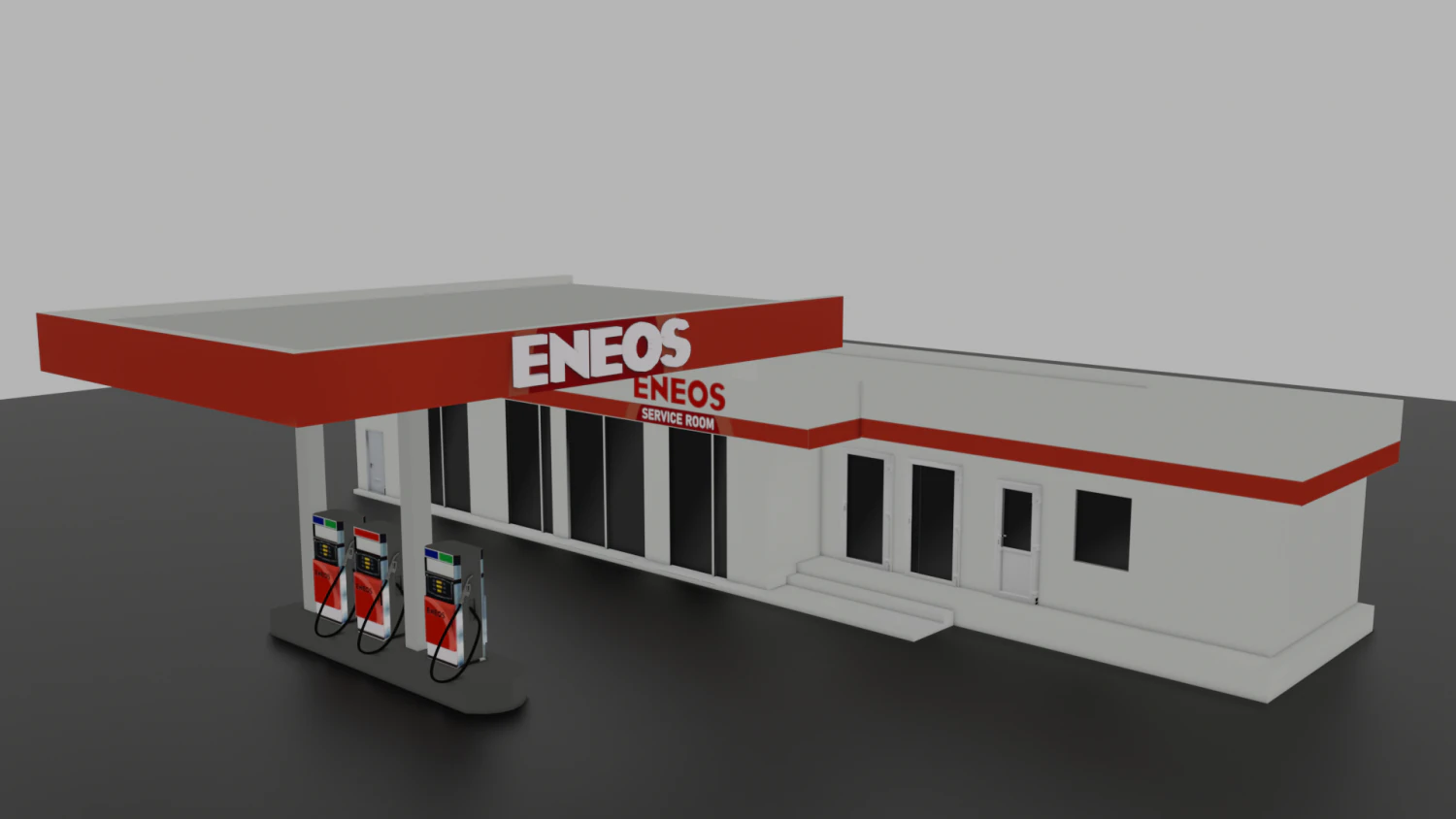 gas station eneos 3D Model .c4d .max .obj .3ds .fbx .stl .blend