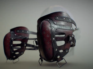 Benda per bondage con maschera per il viso in pelle bdsm Modello 3D