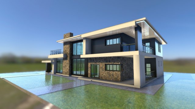 modern large cottage for big family 3D मॉडल .c4d .max .obj .3ds .fbx .stl .blend 