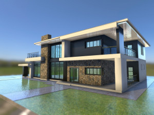 modern large cottage for big family 3D Model