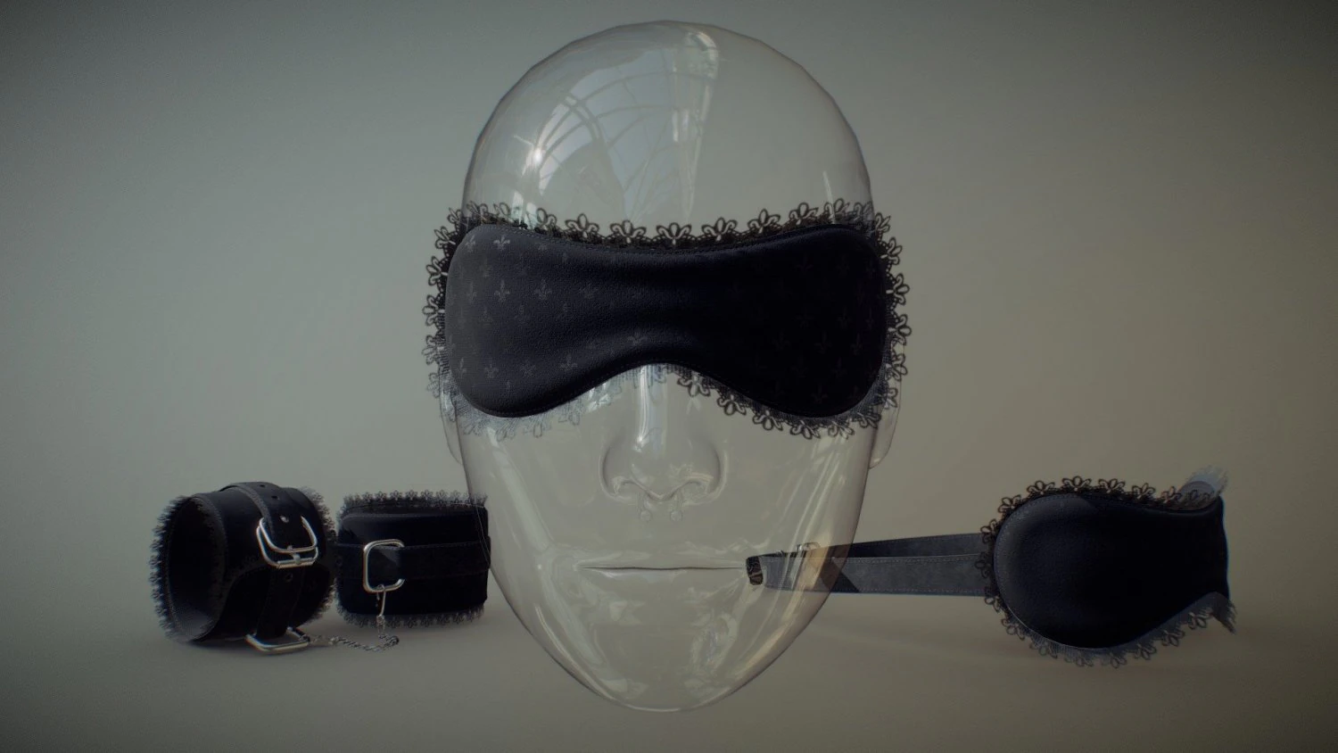 bdsm black fabric blindfold cuffs set 3D Model .c4d .max .obj .3ds .fbx .stl .blend 