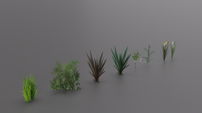 Low Poly Bushes 3D Model .c4d .max .obj .3ds .fbx .stl .blend 