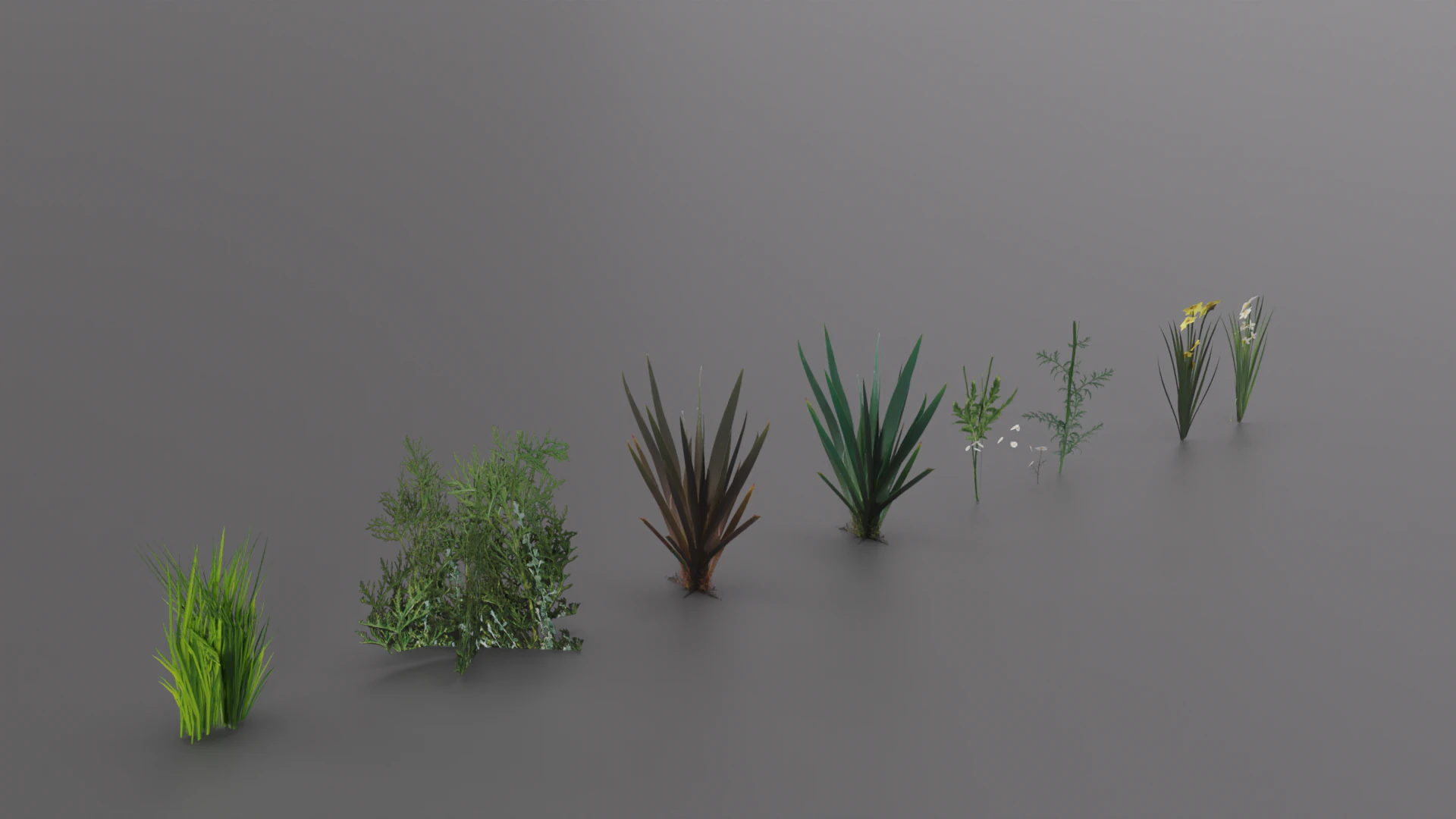 Low Poly Bushes 3D Model .c4d .max .obj .3ds .fbx .stl .blend 
