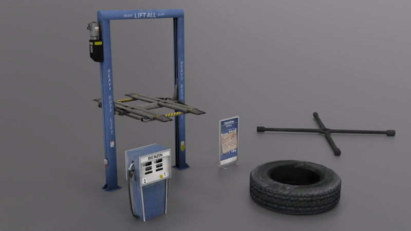 Car Service Props Part 1 3D Model .c4d .max .obj .3ds .fbx .stl .blend 