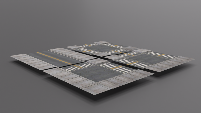 City Roads Type 1 3D Model .c4d .max .obj .3ds .fbx .stl .blend 