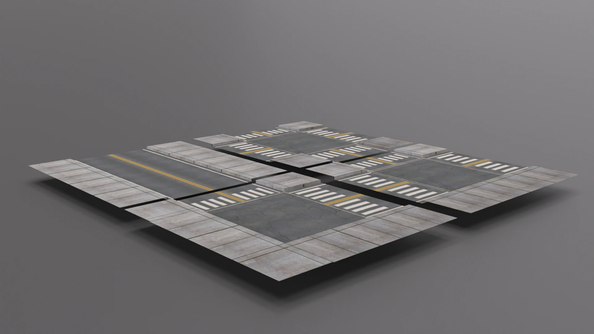 City Roads Type 1 3D Model .c4d .max .obj .3ds .fbx .stl .blend 