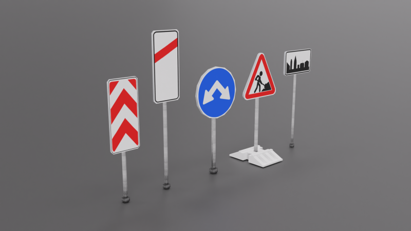 City Road Signs Part 1 Modello 3D .c4d .max .obj .3ds .fbx .stl .blend 