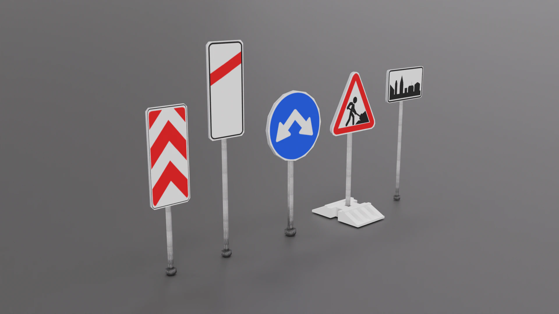 City Road Signs Part 1 3D Model .c4d .max .obj .3ds .fbx .stl .blend 