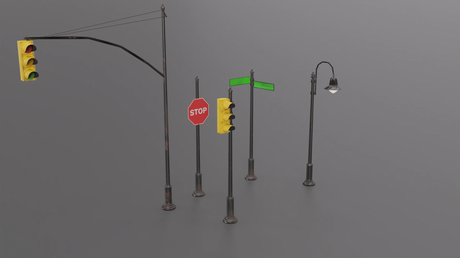 City Traffic Lights 3D Model .c4d .max .obj .3ds .fbx .stl .blend 