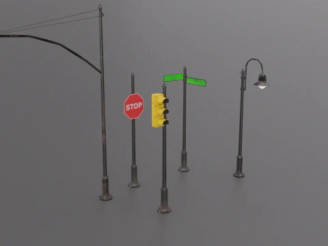 Sem&aacute;foros da cidade Modelo 3D