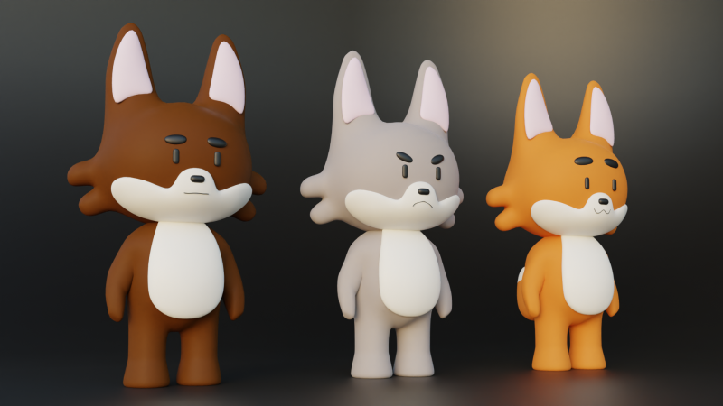 Foxs Cartoon Model 3D .c4d .max .obj .3ds .fbx .stl .blend 