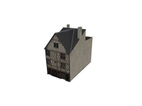 Casa Europeia Cl&aacute;ssica dos anos 80-90 Low-Poly Pronto para Jogo Modelo 3D