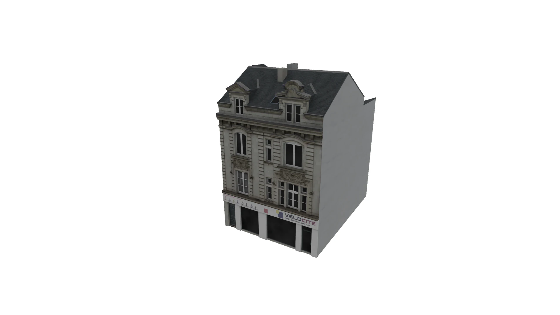 Classic European House 80s-90s Low-Poly Game-Ready 3D Model .c4d .max .obj .3ds .fbx .stl .blend