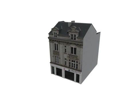 Casa Europeia Cl&aacute;ssica dos anos 80-90 Low-Poly Pronto para Jogo Modelo 3D