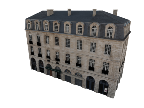 Classic European House 80s-90s Low-Poly Game-Ready Modelo 3D
