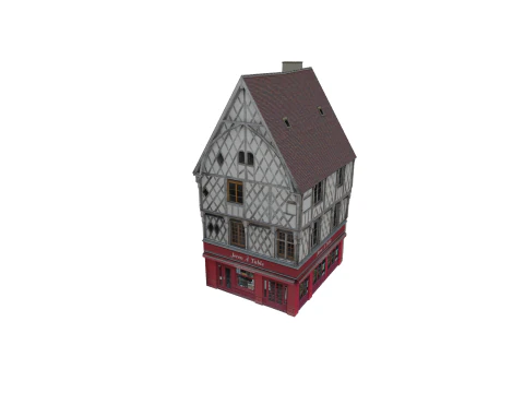 Casa Europeia Cl&aacute;ssica dos anos 80-90 Low-Poly Pronto para Jogo Modelo 3D