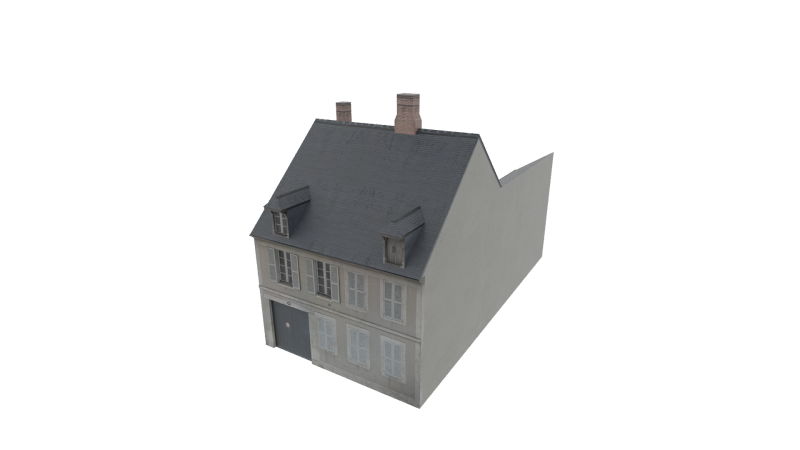 Classic European House 80s-90s Low-Poly Game-Ready Model 3D .c4d .max .obj .3ds .fbx .stl .blend