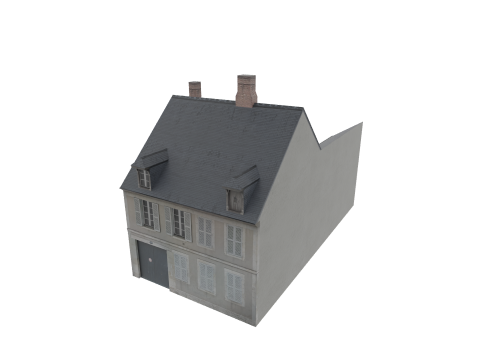Classic European House 80s-90s Low-Poly Game-Ready 3D Model