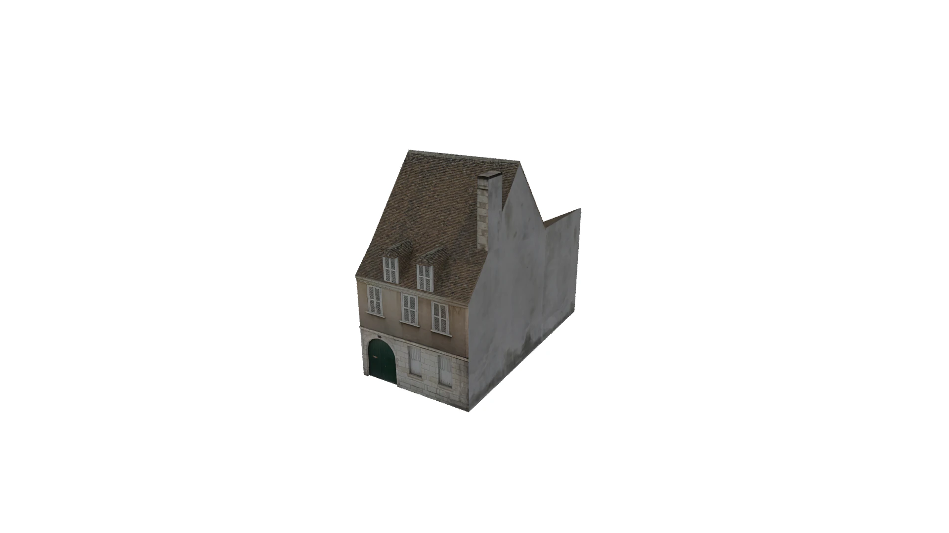 Classic European House 80s-90s Low-Poly Game-Ready 3D Model .c4d .max .obj .3ds .fbx .stl .blend