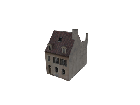Classic European House 80s-90s Low-Poly Game-Ready 3D Model