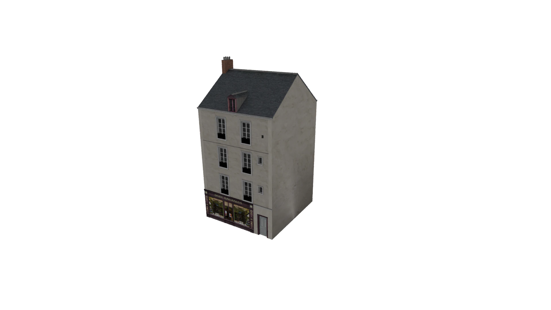 Classic European House 80s-90s Low-Poly Game-Ready 3D Model .c4d .max .obj .3ds .fbx .stl .blend 