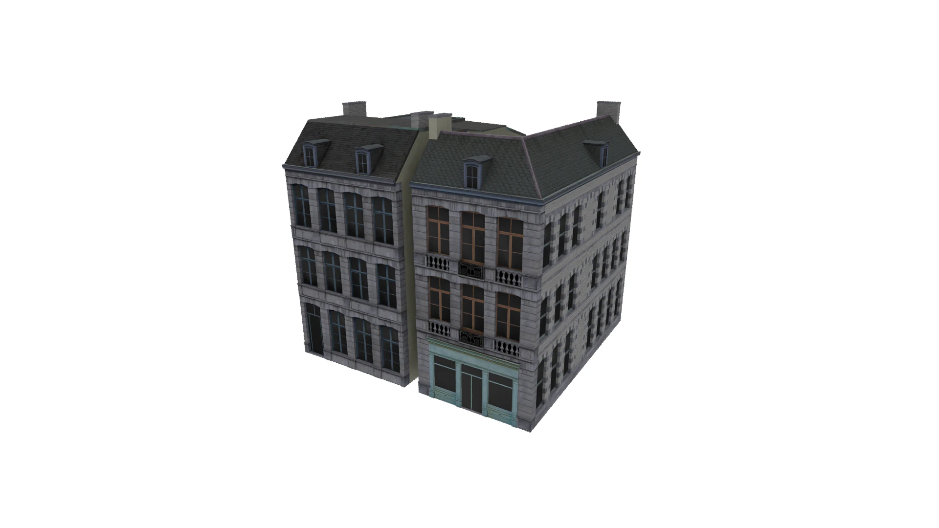 Classic European House 80s-90s Low-Poly Game-Ready 3D Model .c4d .max .obj .3ds .fbx .stl .blend