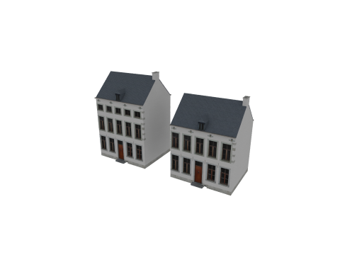 Classic European House 80s-90s Low-Poly Game-Ready 3D Model