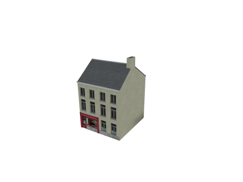 Classic European House 80s-90s Low-Poly Game-Ready 3D Model