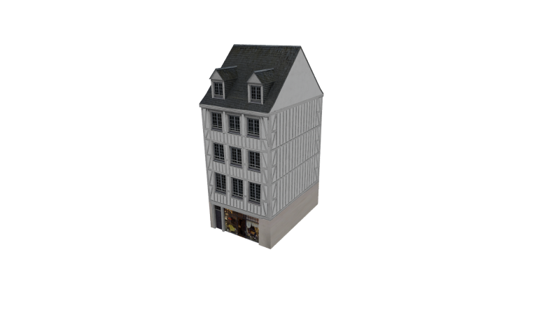 Classic European House 80s-90s Low-Poly Game-Ready 3D 모델 .c4d .max .obj .3ds .fbx .stl .blend