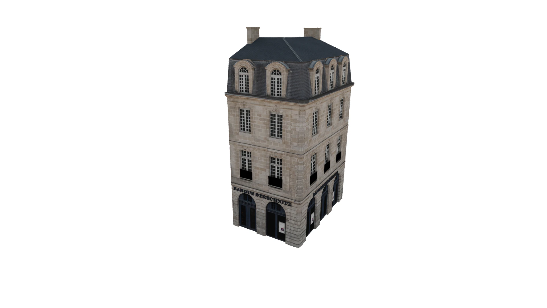 Classic European House 80s-90s Low-Poly Game-Ready 3D Model .c4d .max .obj .3ds .fbx .stl .blend 