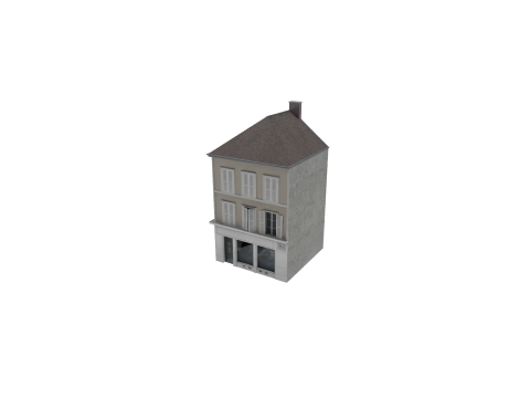 Classic European House 80s-90s Low-Poly Game-Ready 3D Model