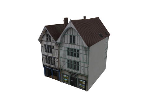 Classic European House 80s-90s Low-Poly Game-Ready Modelo 3D
