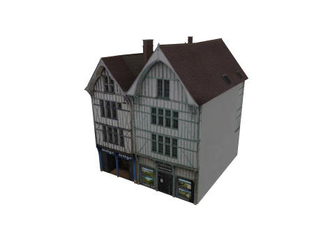 Casa Europeia Cl&aacute;ssica dos anos 80-90 Low-Poly Pronto para Jogo Modelo 3D