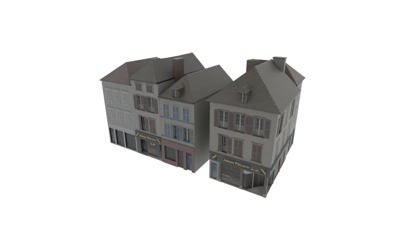 Classic European House 80s-90s Low-Poly Game-Ready 3D Модель .c4d .max .obj .3ds .fbx .stl .blend 