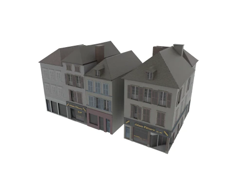 Casa Europeia Cl&aacute;ssica dos anos 80-90 Low-Poly Pronto para Jogo Modelo 3D