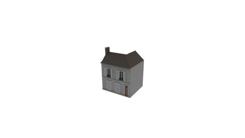 Classic European House 80s-90s Low-Poly Game-Ready 3D Model .c4d .max .obj .3ds .fbx .stl .blend 