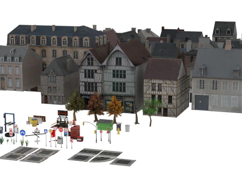 Ultimate Low-Poly City Pack 117 models 3D Model