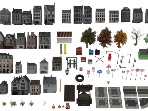 Ultimate Low-Poly City Pack 117 models Model 3D