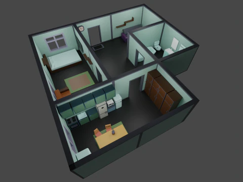 Jogo de simula&ccedil;&atilde;o de clicker Low-Poly FLAT para celular Modelo 3D