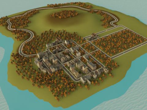 OPEN WORLD CITY GAMEREADY MAP Modelo 3D