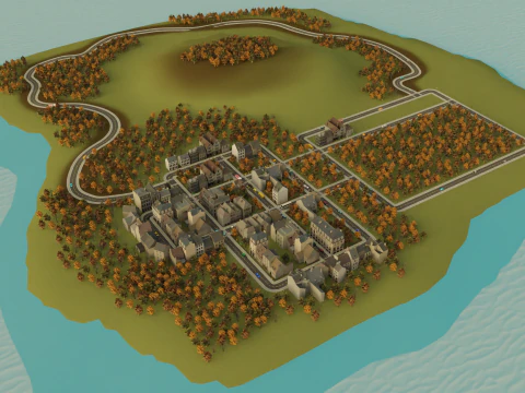 OPEN WORLD CITY GAMEREADY MAP 3D Model