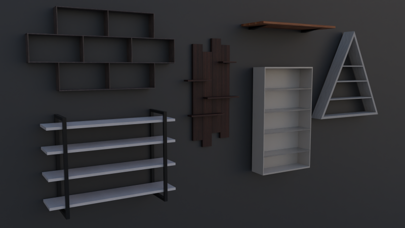 Ultimate Low-Poly Wall Shelves Pack Game-Ready Visualize-Ready 3D 模型 .c4d .max .obj .3ds .fbx .stl .blend 